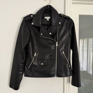 Topshop Black Faux Leather Moto Jacket